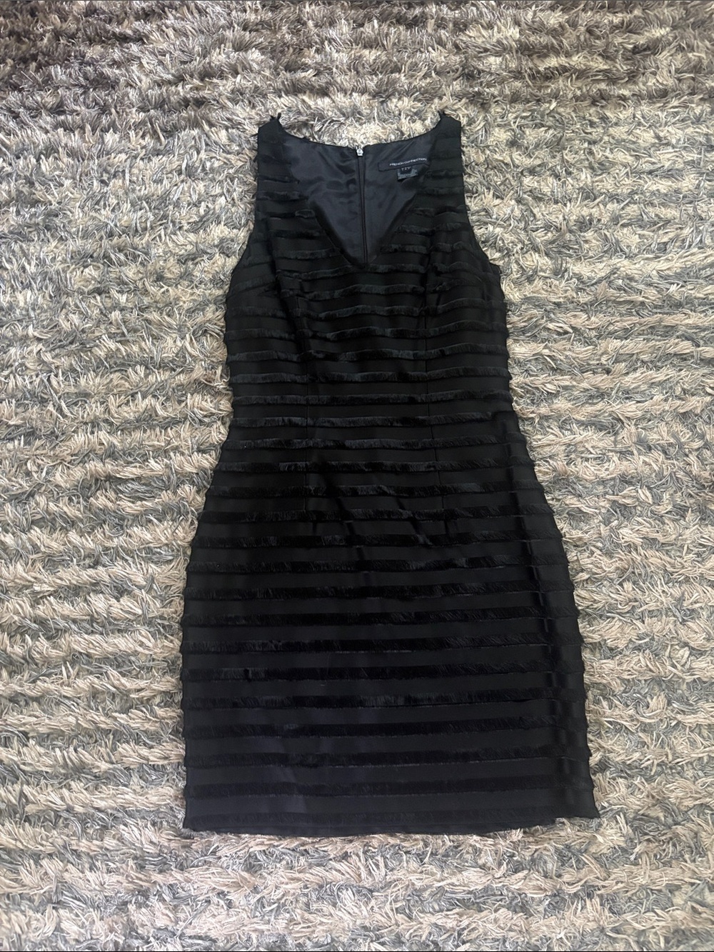 French Connection Black Textured Mini Sheath Dress Size 0